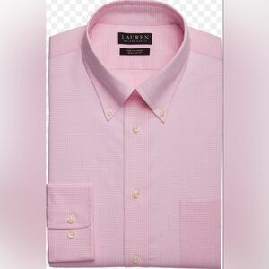 Lauren Ralph Lauren Pink‎ Plaid Classic Fit Ultra Flex Button Down Dress Shirt